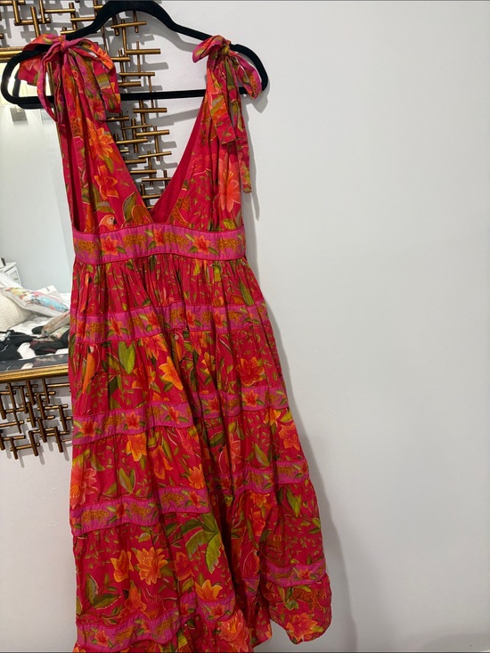 FARM Rio Dresses & Skirts - FARM Rio Pink & Orange Floral Tie-Shoulder Maxi Dress